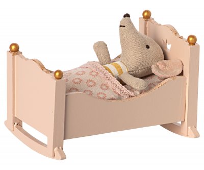 Maileg Vagga Baby Mouse - Rosa