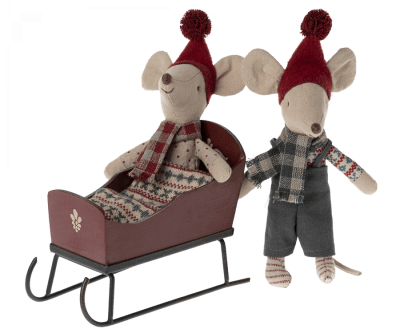 Maileg Släde mouse - röd