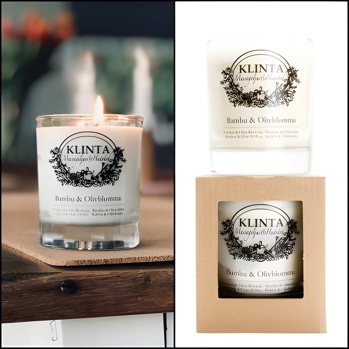 Köp Klinta Stort ljus - Bambu & Olivblomma – Unik produkt från Taavola Gården