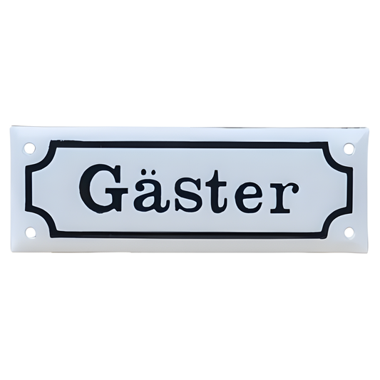 Köp Grunne Emaljskylt "Gäster" vit – Unik produkt från Taavola Gården